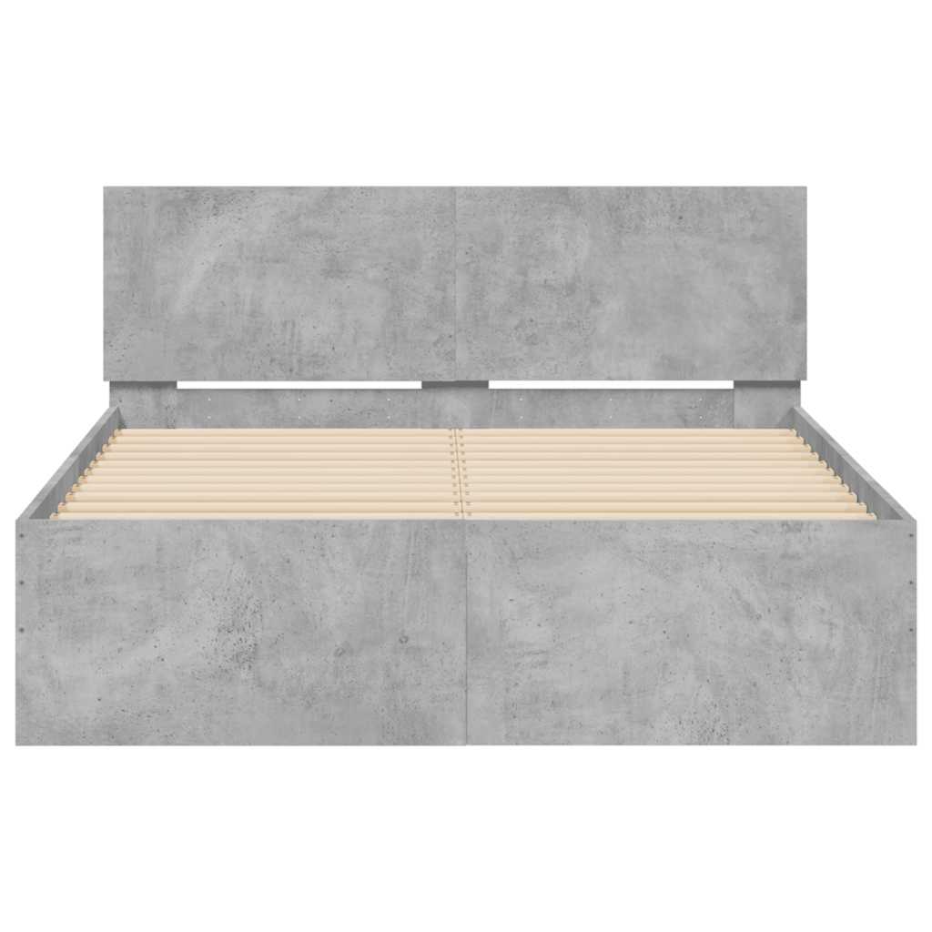 Bedframe met hoofdeinde en LED betongrijs 140x190 cm is nu te koop bij PeponiXL, paradijselijk wonen!
