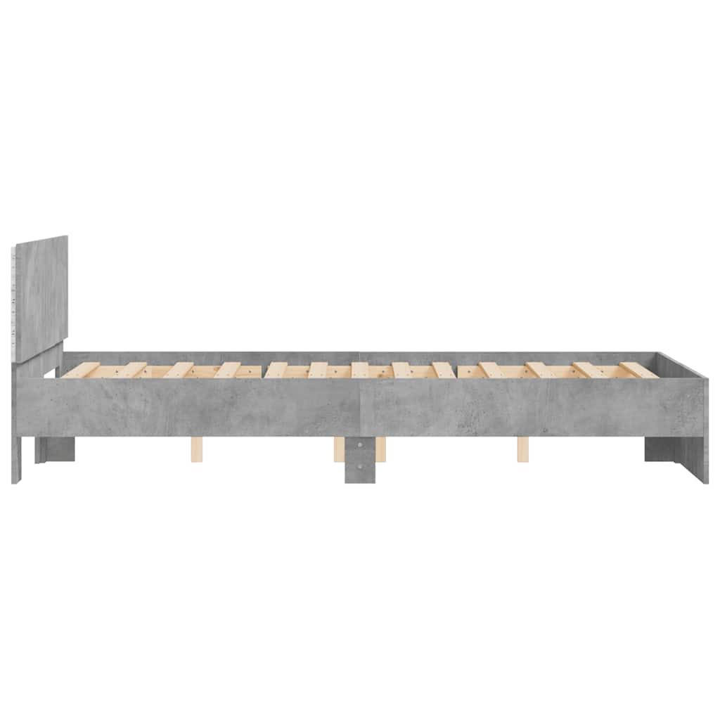 Bedframe met hoofdeinde en LED betongrijs 140x190 cm is nu te koop bij PeponiXL, paradijselijk wonen!