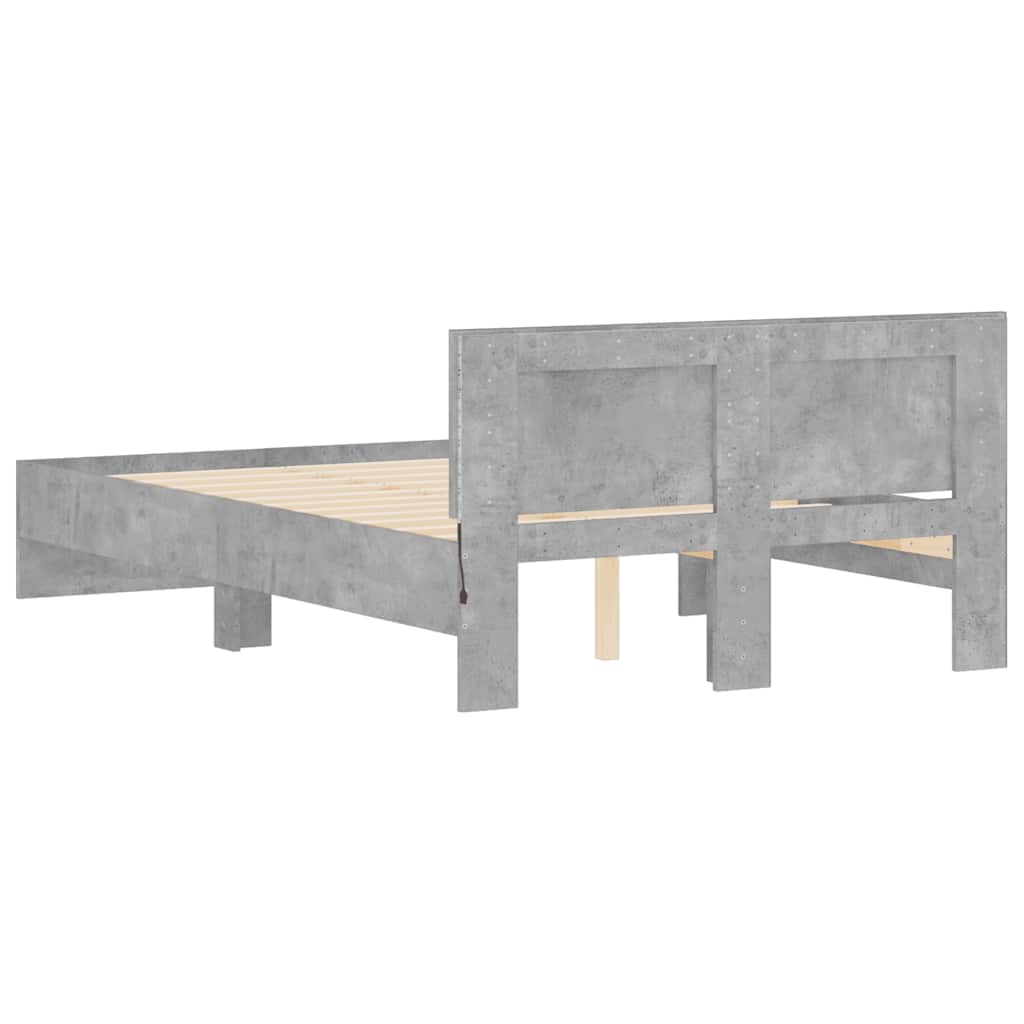 Bedframe met hoofdeinde en LED betongrijs 140x190 cm is nu te koop bij PeponiXL, paradijselijk wonen!