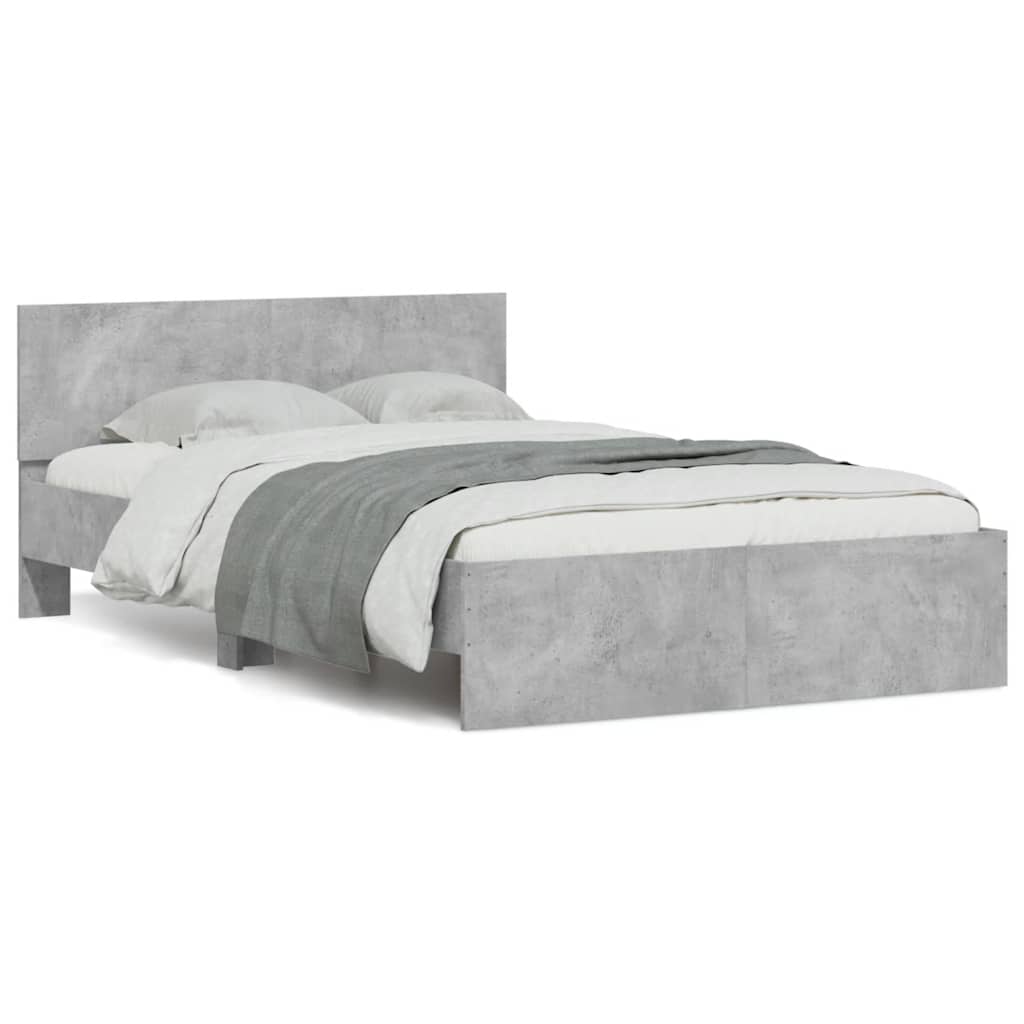 Bedframe met hoofdeinde en LED betongrijs 140x190 cm is nu te koop bij PeponiXL, paradijselijk wonen!
