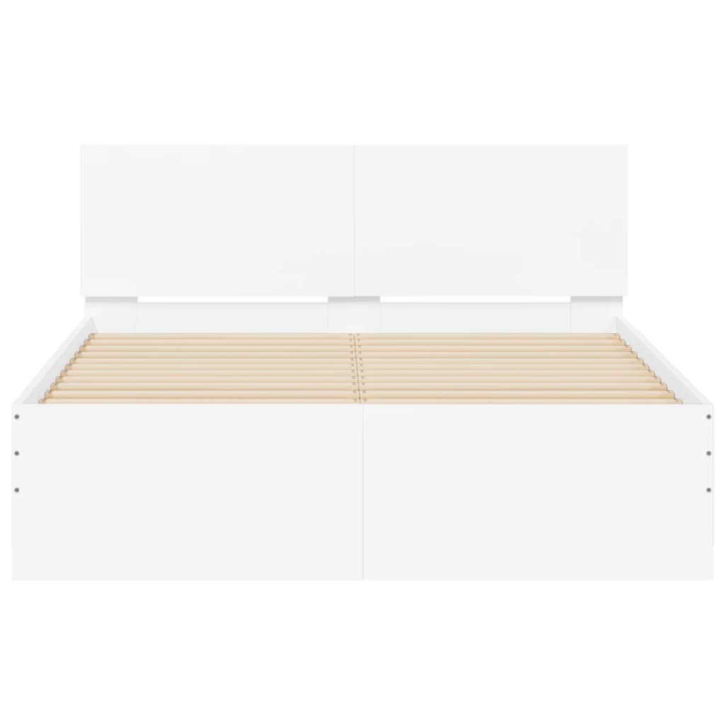 Bedframe met hoofdeinde en LED wit 135x190 cm is nu te koop bij PeponiXL, paradijselijk wonen!