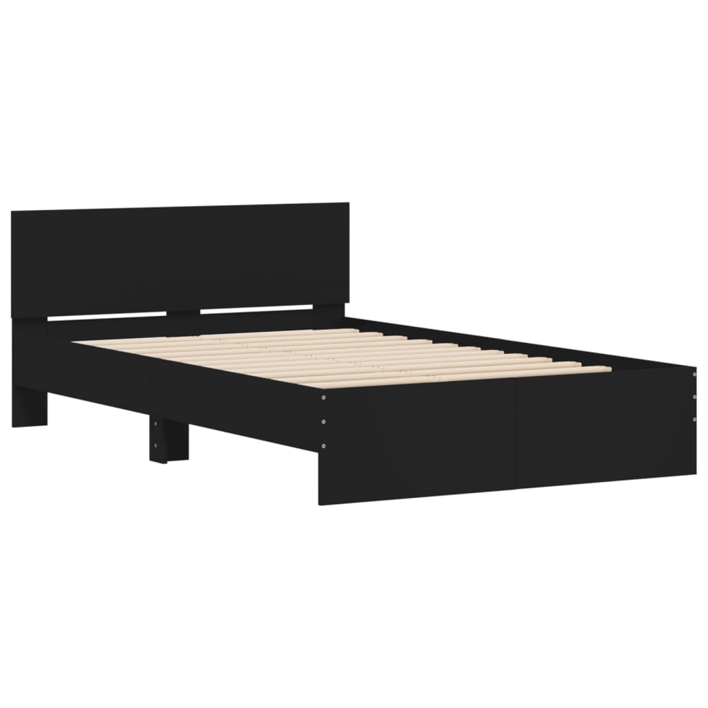 Bedframe met hoofdeinde en LED zwart 135x190 cm