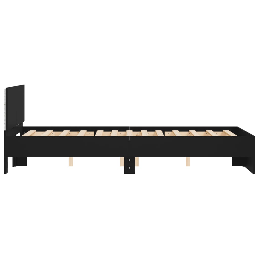 Bedframe met hoofdeinde en LED zwart 135x190 cm