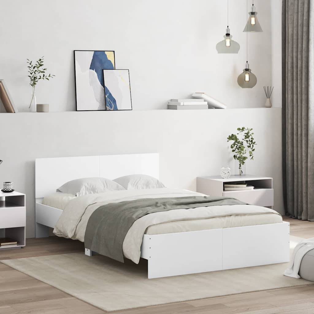 Bedframe met hoofdeinde en LED wit 120x190 cm is nu te koop bij PeponiXL, paradijselijk wonen!