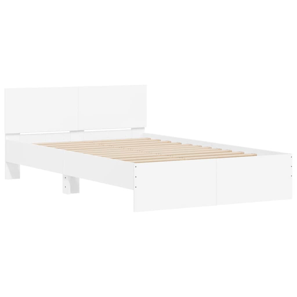 Bedframe met hoofdeinde en LED wit 120x190 cm is nu te koop bij PeponiXL, paradijselijk wonen!