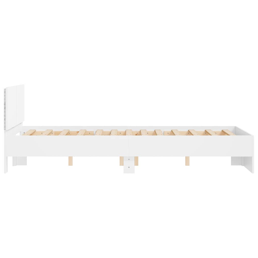 Bedframe met hoofdeinde en LED wit 120x190 cm is nu te koop bij PeponiXL, paradijselijk wonen!