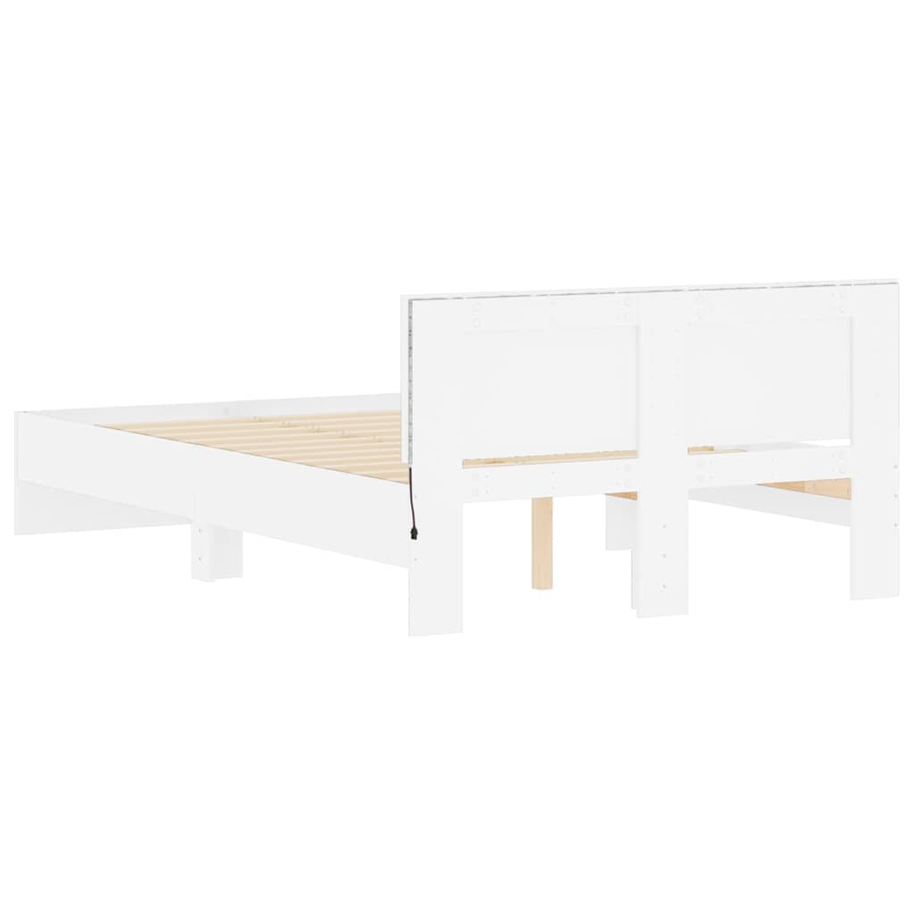 Bedframe met hoofdeinde en LED wit 120x190 cm is nu te koop bij PeponiXL, paradijselijk wonen!