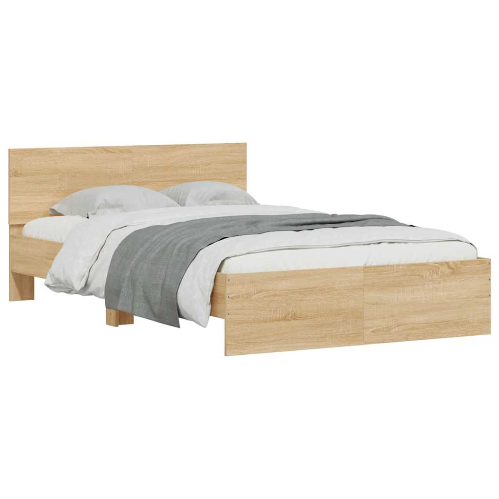 Bedframe met hoofdeinde en LED sonoma eikenkleurig 120x190 cm is nu te koop bij PeponiXL, paradijselijk wonen!