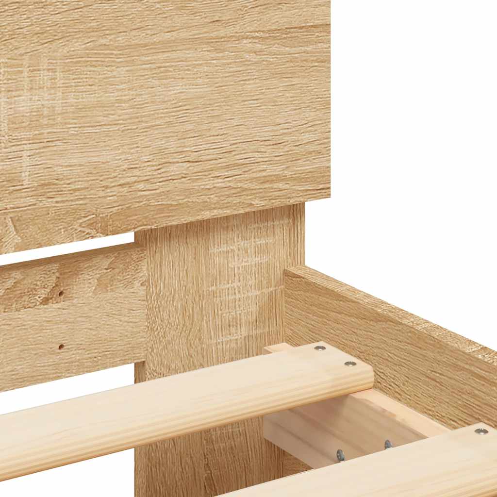 Bedframe met hoofdeinde en LED sonoma eikenkleurig 120x190 cm is nu te koop bij PeponiXL, paradijselijk wonen!