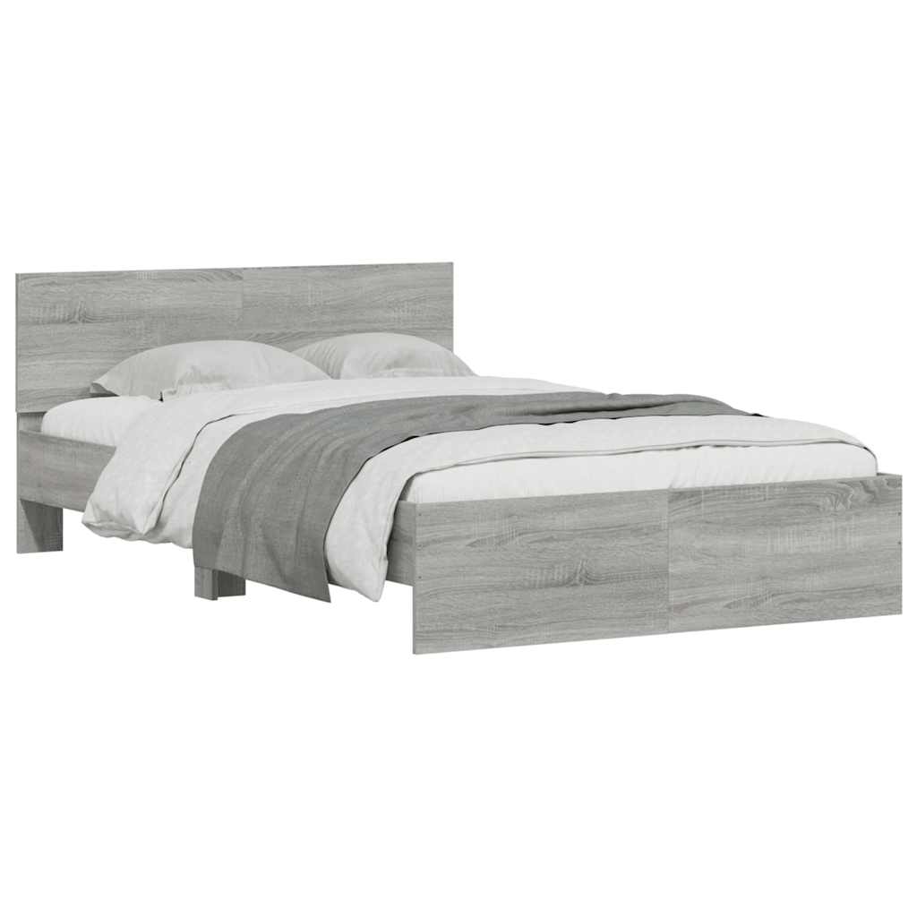 Bedframe met hoofdeinde en LED grijs sonoma eiken 120x190 cm is nu te koop bij PeponiXL, paradijselijk wonen!