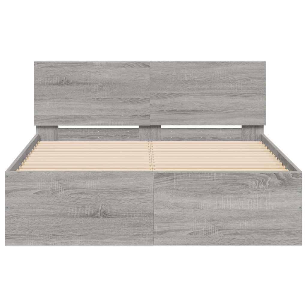 Bedframe met hoofdeinde en LED grijs sonoma eiken 120x190 cm is nu te koop bij PeponiXL, paradijselijk wonen!