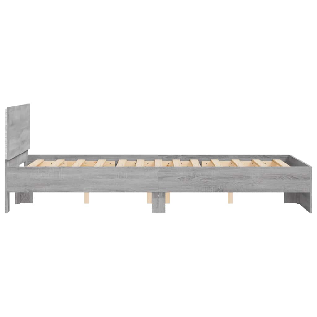 Bedframe met hoofdeinde en LED grijs sonoma eiken 120x190 cm is nu te koop bij PeponiXL, paradijselijk wonen!