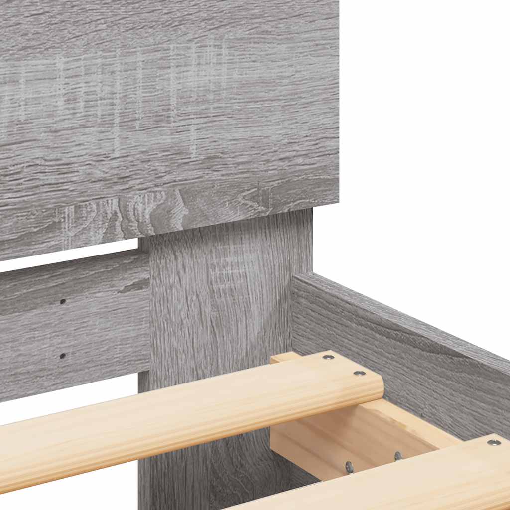Bedframe met hoofdeinde en LED grijs sonoma eiken 120x190 cm is nu te koop bij PeponiXL, paradijselijk wonen!