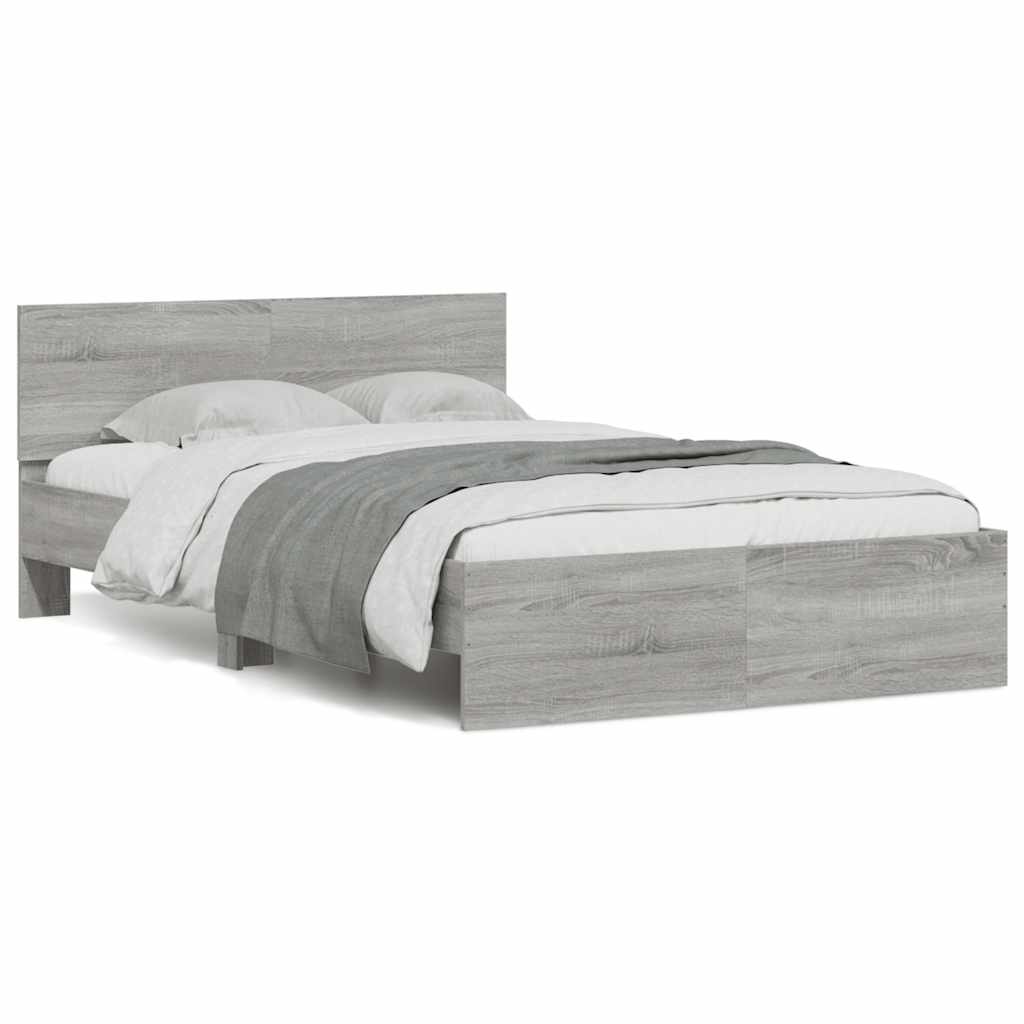 Bedframe met hoofdeinde en LED grijs sonoma eiken 120x190 cm is nu te koop bij PeponiXL, paradijselijk wonen!