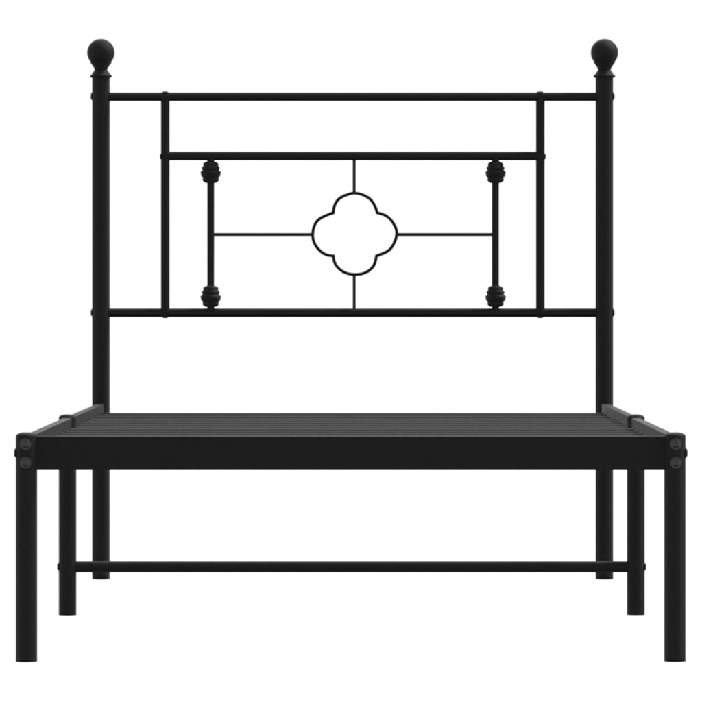 Bedframe met hoofdbord metaal zwart 100x190 cm is nu te koop bij PeponiXL, paradijselijk wonen!