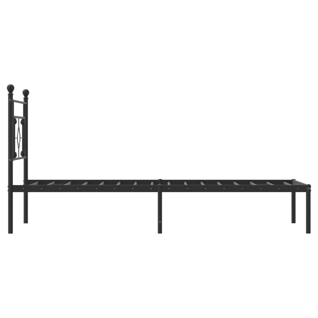 Bedframe met hoofdbord metaal zwart 100x190 cm is nu te koop bij PeponiXL, paradijselijk wonen!