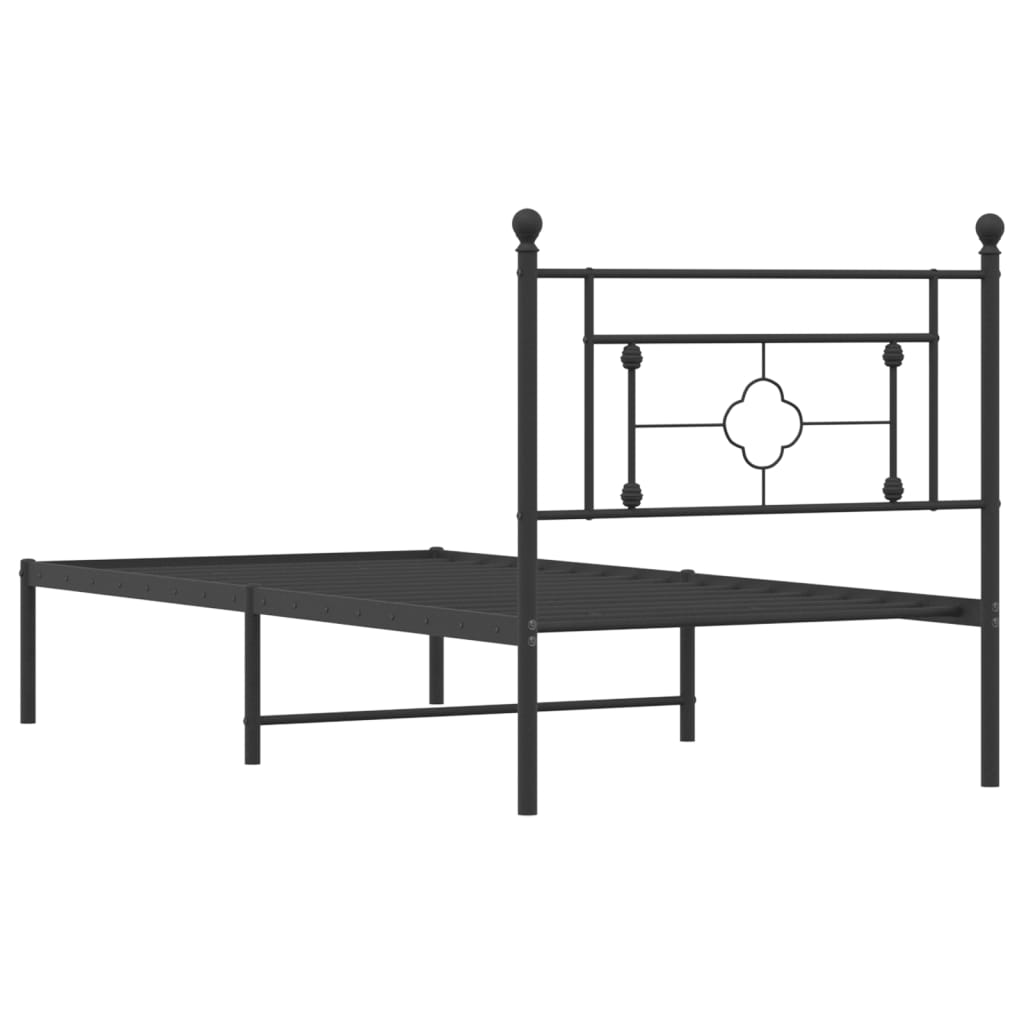 Bedframe met hoofdbord metaal zwart 100x190 cm is nu te koop bij PeponiXL, paradijselijk wonen!