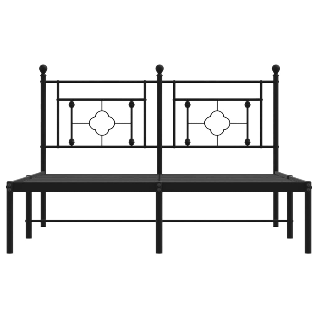Bedframe met hoofdbord metaal zwart 135x190 cm is nu te koop bij PeponiXL, paradijselijk wonen!