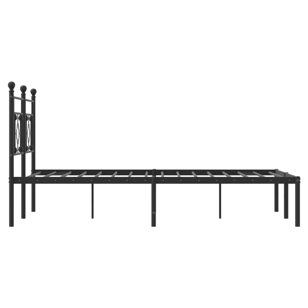 Bedframe met hoofdbord metaal zwart 135x190 cm is nu te koop bij PeponiXL, paradijselijk wonen!