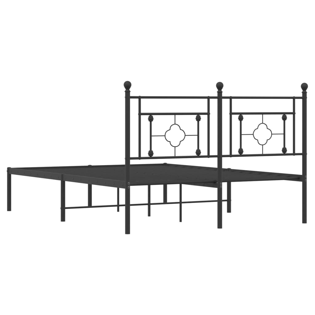 Bedframe met hoofdbord metaal zwart 135x190 cm is nu te koop bij PeponiXL, paradijselijk wonen!