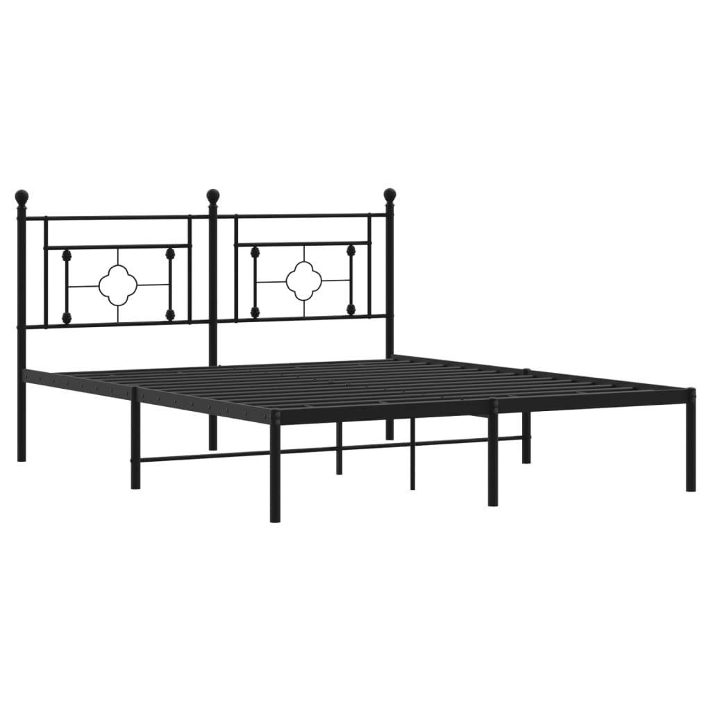Bedframe met hoofdbord metaal zwart 160x200 cm is nu te koop bij PeponiXL, paradijselijk wonen!
