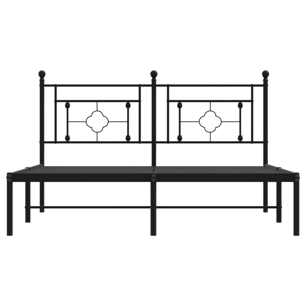 Bedframe met hoofdbord metaal zwart 160x200 cm is nu te koop bij PeponiXL, paradijselijk wonen!