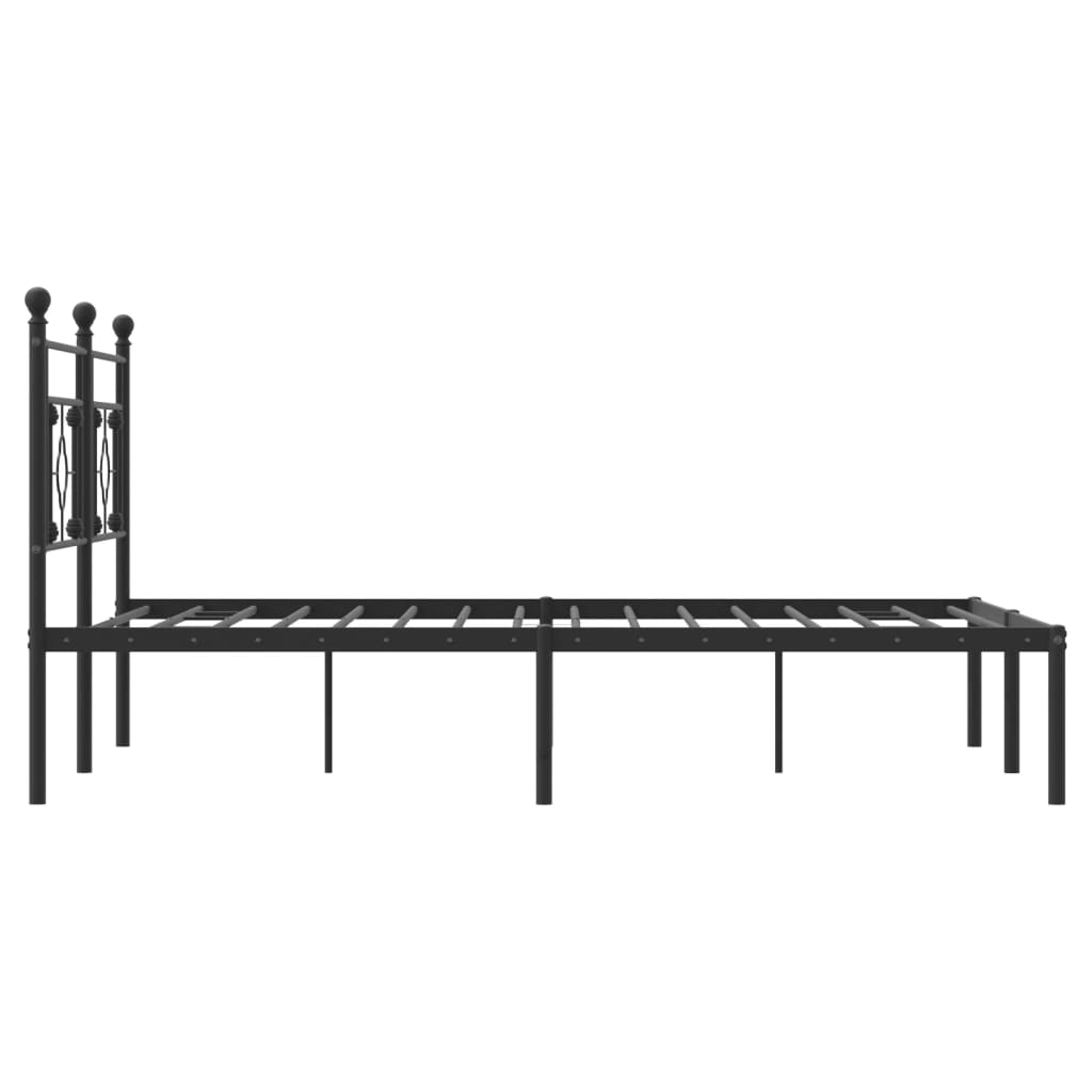 Bedframe met hoofdbord metaal zwart 160x200 cm is nu te koop bij PeponiXL, paradijselijk wonen!