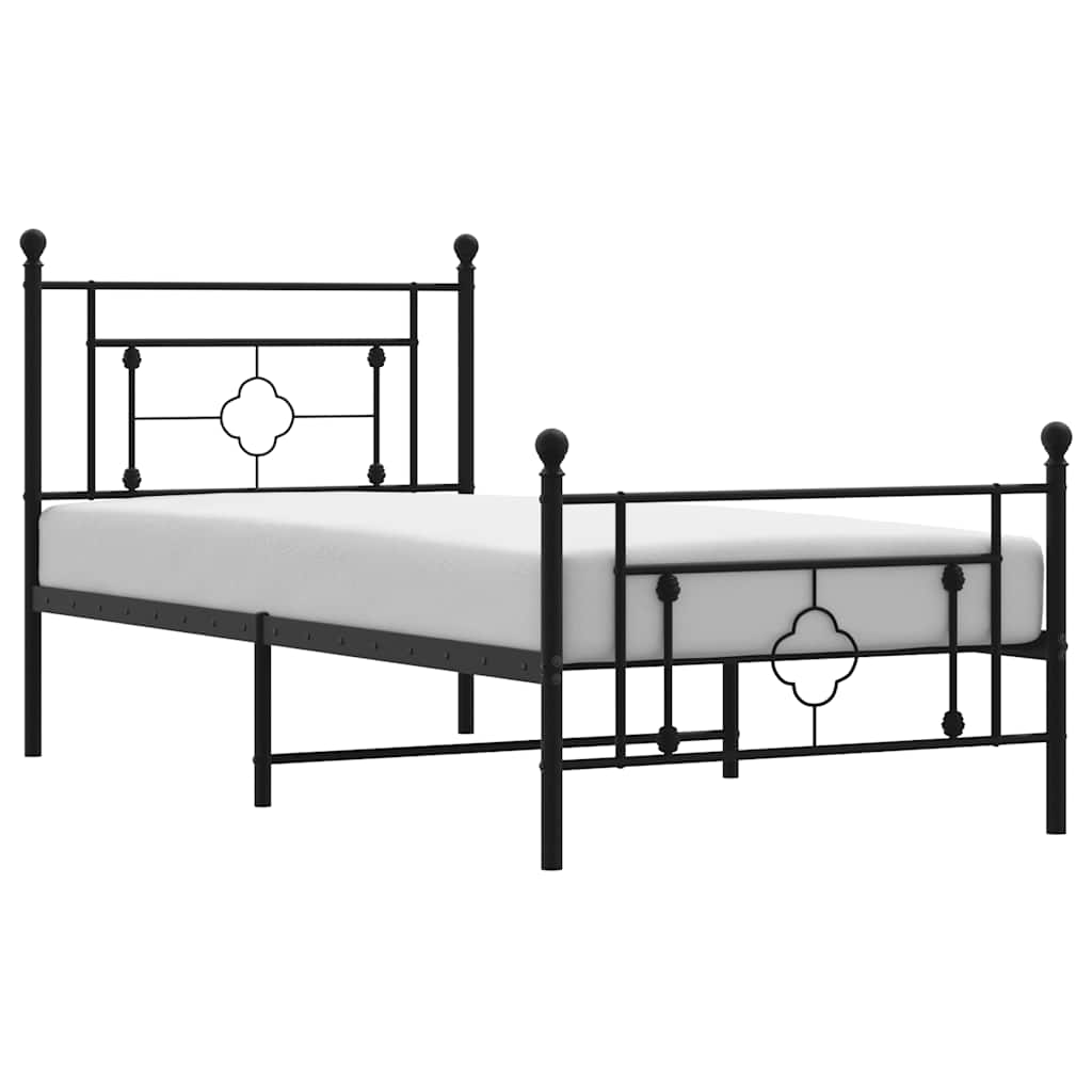 Bedframe met hoofd- en voeteneinde metaal zwart 100x200 cm is nu te koop bij PeponiXL, paradijselijk wonen!