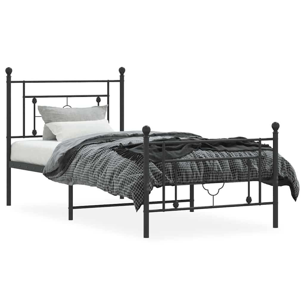 Bedframe met hoofd- en voeteneinde metaal zwart 100x200 cm is nu te koop bij PeponiXL, paradijselijk wonen!