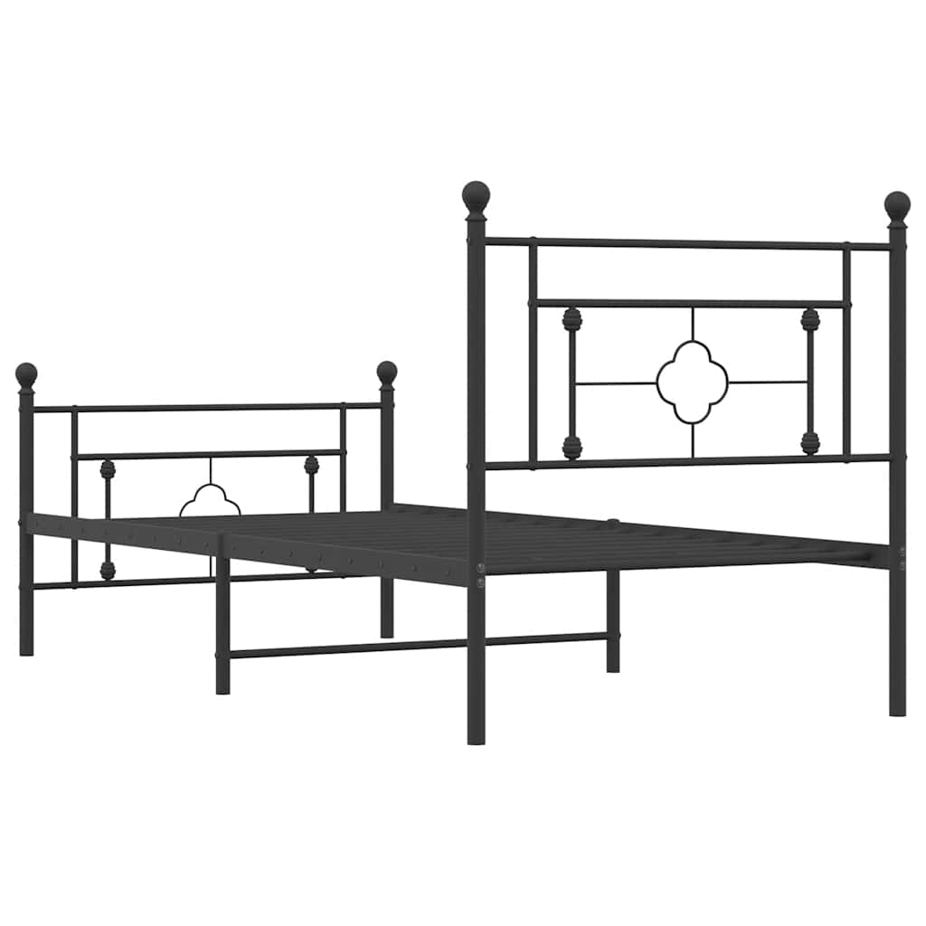 Bedframe met hoofd- en voeteneinde metaal zwart 100x200 cm is nu te koop bij PeponiXL, paradijselijk wonen!