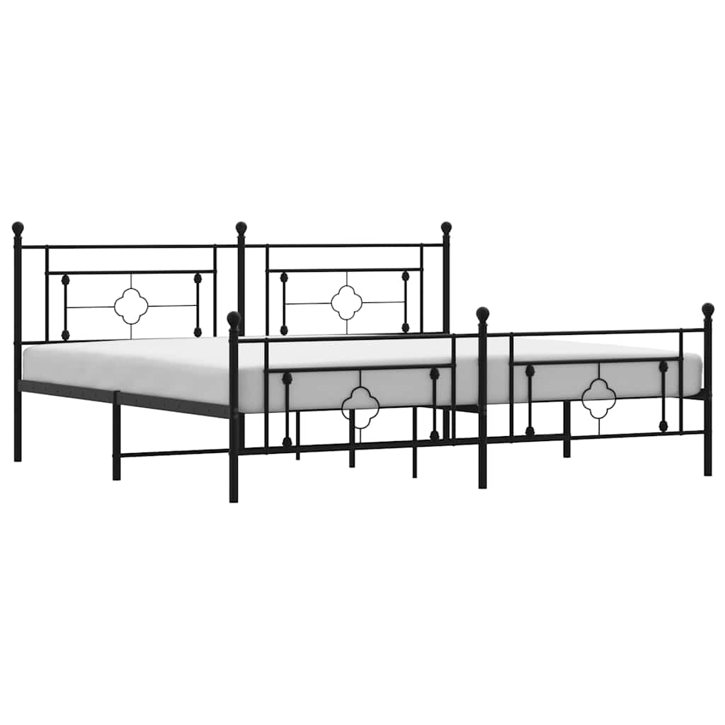 Bedframe met hoofd- en voeteneinde metaal zwart 193x203 cm is nu te koop bij PeponiXL, paradijselijk wonen!