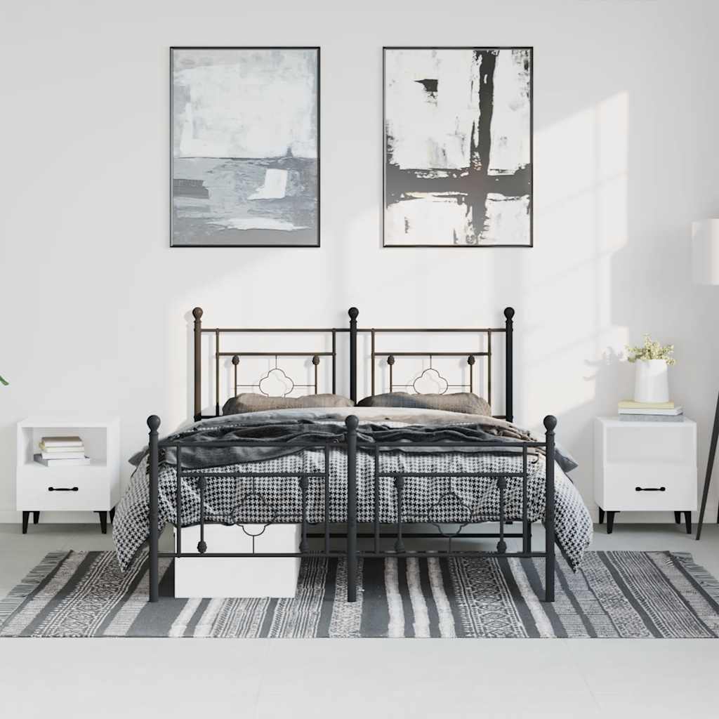 Bedframe met hoofd- en voeteneinde metaal zwart 193x203 cm is nu te koop bij PeponiXL, paradijselijk wonen!