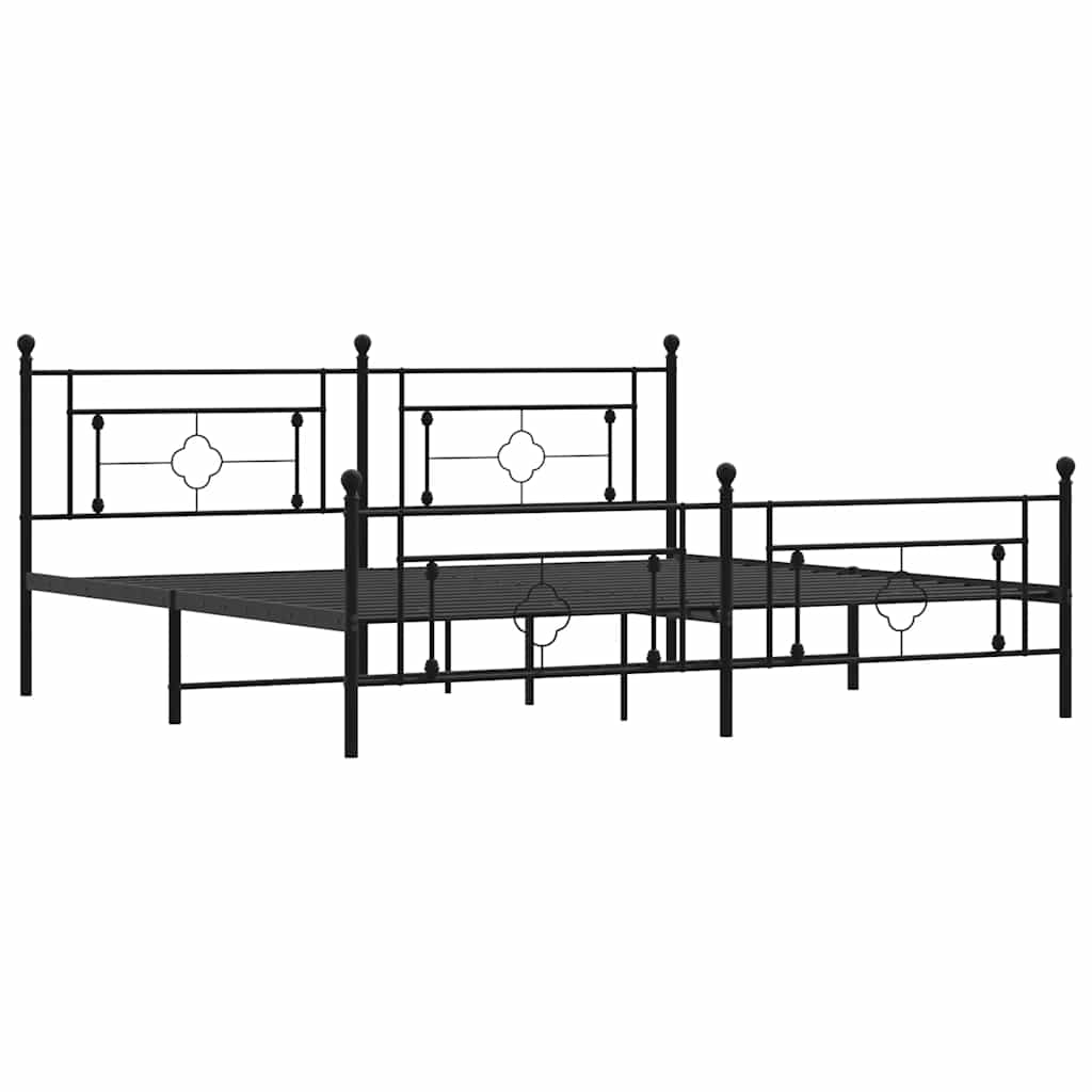 Bedframe met hoofd- en voeteneinde metaal zwart 193x203 cm is nu te koop bij PeponiXL, paradijselijk wonen!
