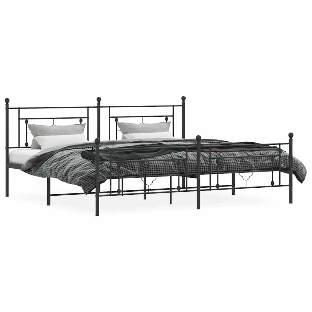 Bedframe met hoofd- en voeteneinde metaal zwart 193x203 cm is nu te koop bij PeponiXL, paradijselijk wonen!