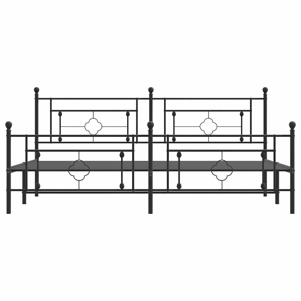 Bedframe met hoofd- en voeteneinde metaal zwart 193x203 cm is nu te koop bij PeponiXL, paradijselijk wonen!