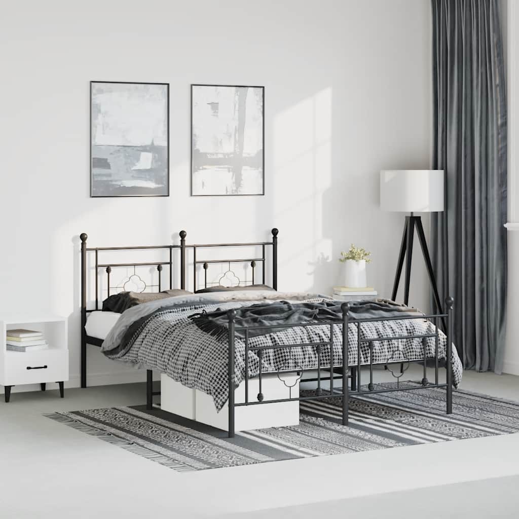 Bedframe met hoofd- en voeteneinde metaal zwart 193x203 cm is nu te koop bij PeponiXL, paradijselijk wonen!