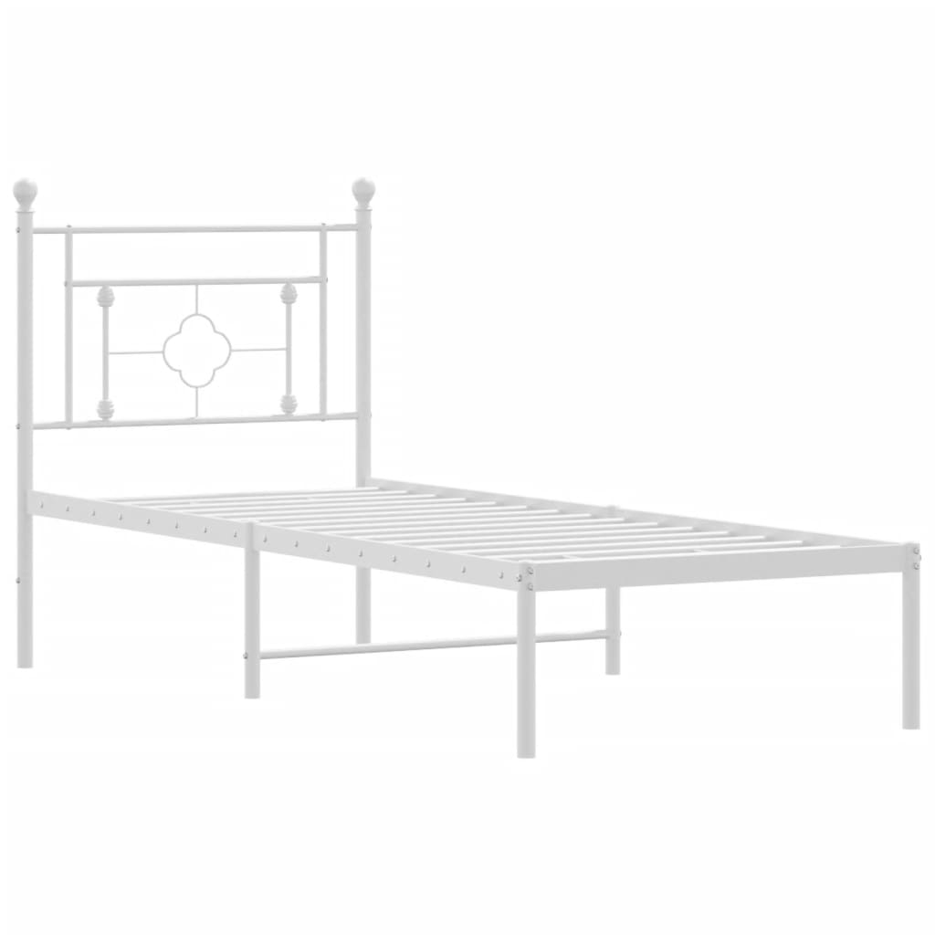 Bedframe met hoofdbord zonder matras metaal wit 75x190 cm is nu te koop bij PeponiXL, paradijselijk wonen!