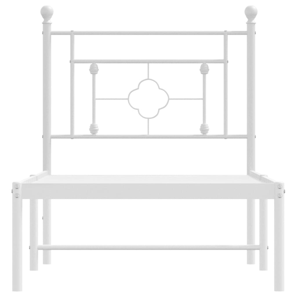Bedframe met hoofdbord zonder matras metaal wit 75x190 cm is nu te koop bij PeponiXL, paradijselijk wonen!