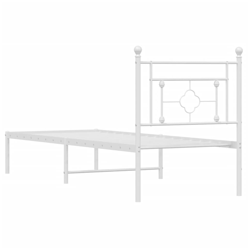 Bedframe met hoofdbord zonder matras metaal wit 75x190 cm is nu te koop bij PeponiXL, paradijselijk wonen!