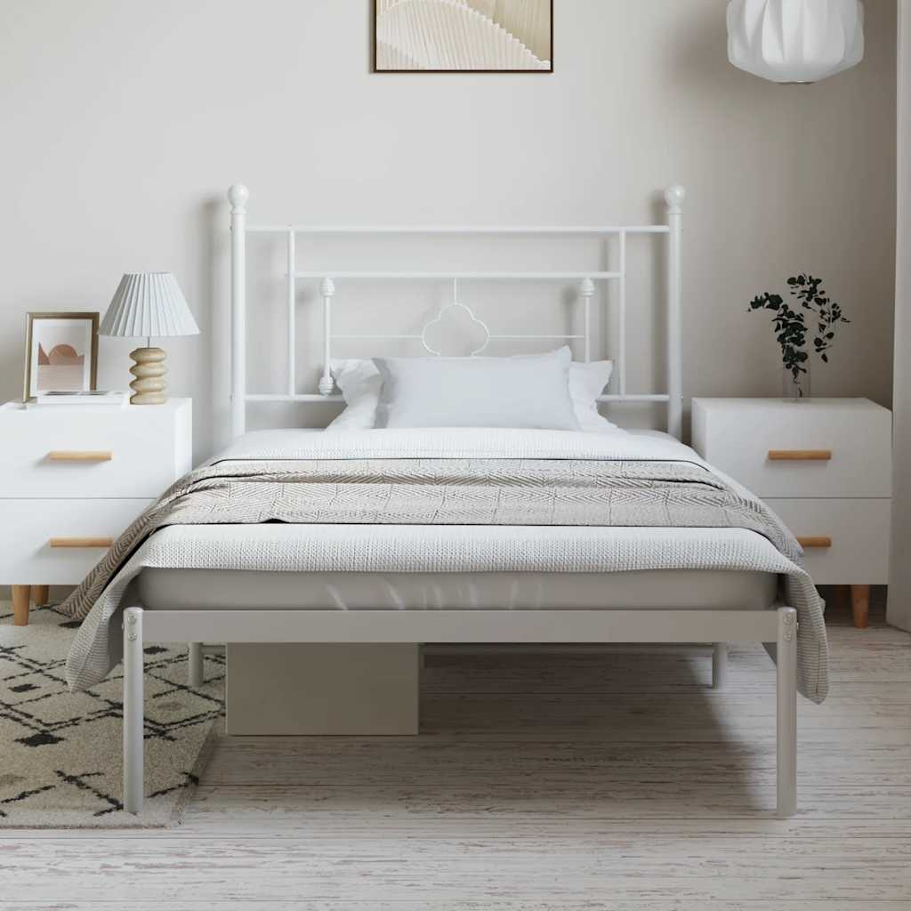 Bedframe met hoofdbord metaal wit 100x200 cm is nu te koop bij PeponiXL, paradijselijk wonen!