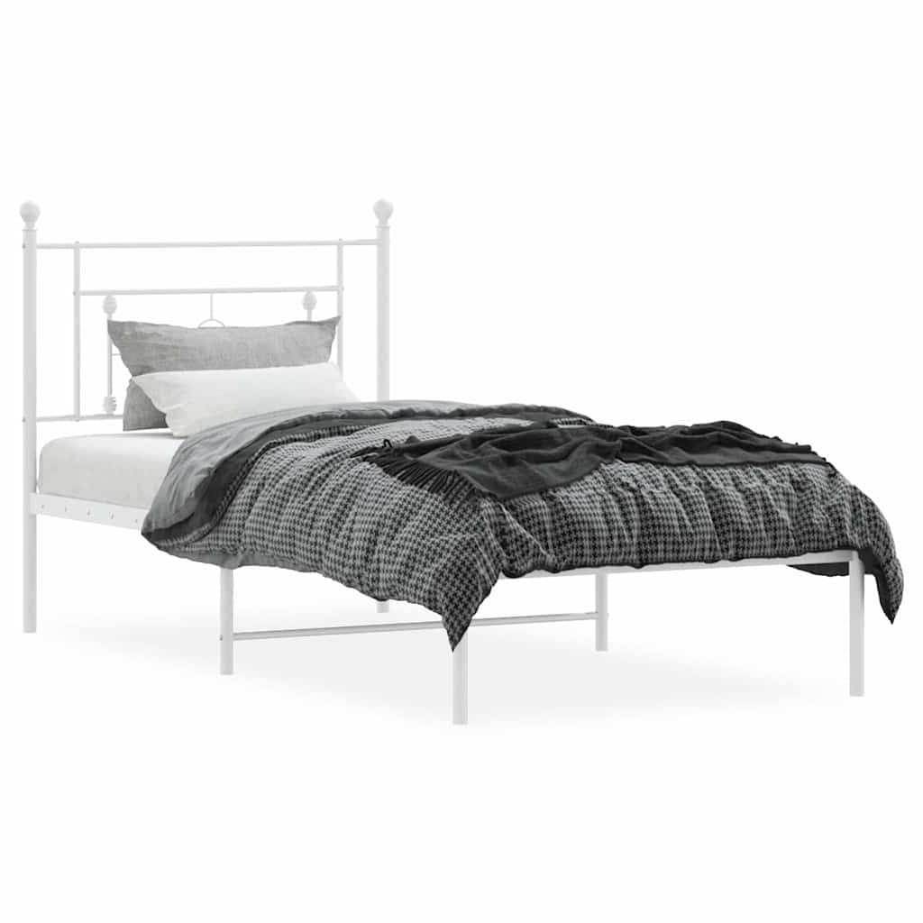 Bedframe met hoofdbord metaal wit 100x200 cm is nu te koop bij PeponiXL, paradijselijk wonen!