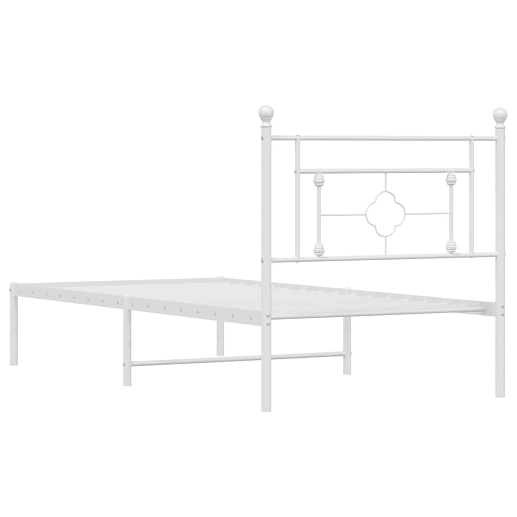 Bedframe met hoofdbord metaal wit 100x200 cm is nu te koop bij PeponiXL, paradijselijk wonen!