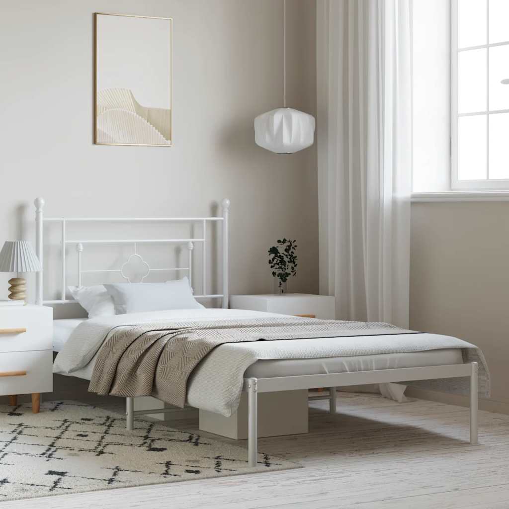 Bedframe met hoofdbord metaal wit 100x200 cm is nu te koop bij PeponiXL, paradijselijk wonen!