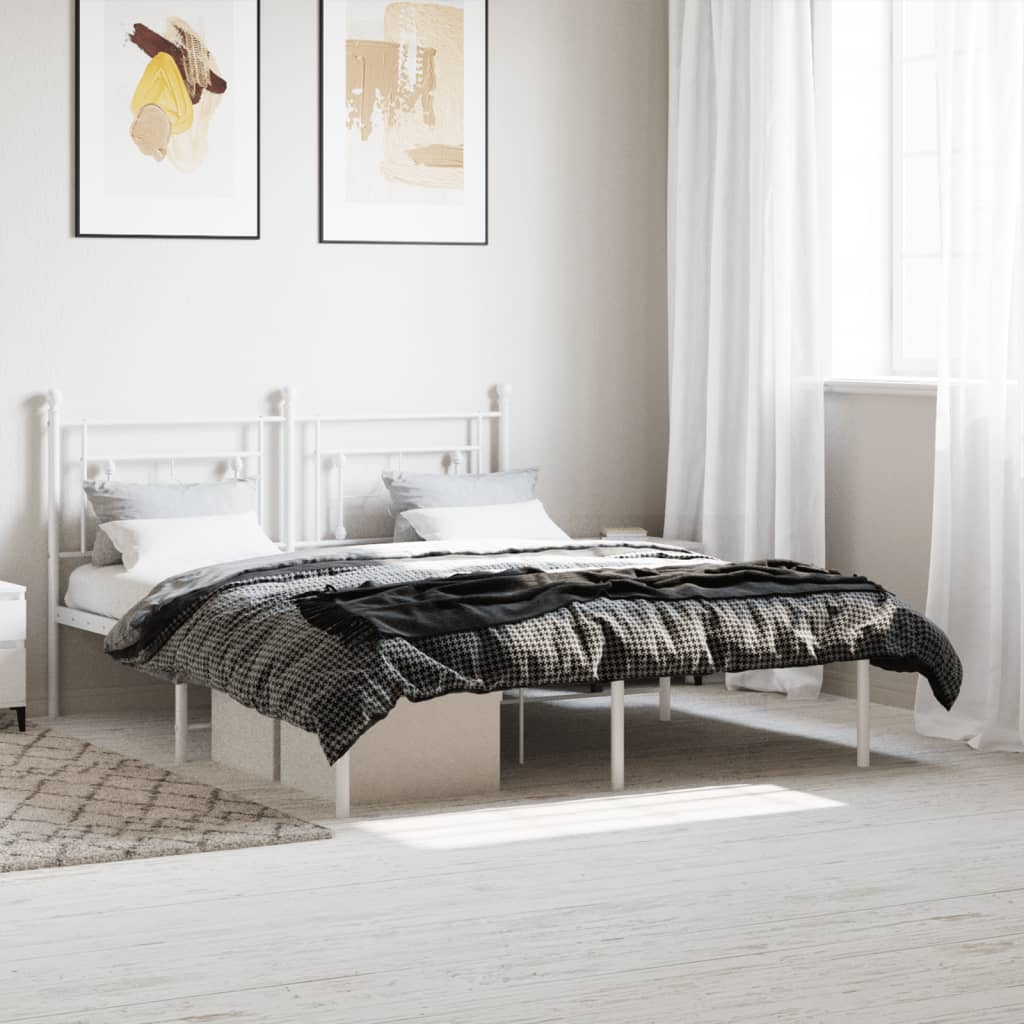 Bedframe met hoofdbord metaal wit 160x200 cm is nu te koop bij PeponiXL, paradijselijk wonen!