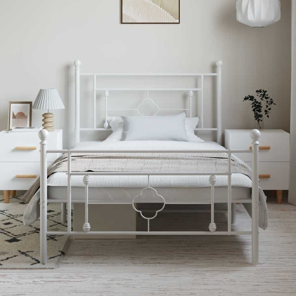 Bedframe met hoofd- en voeteneinde metaal wit 100x200 cm is nu te koop bij PeponiXL, paradijselijk wonen!