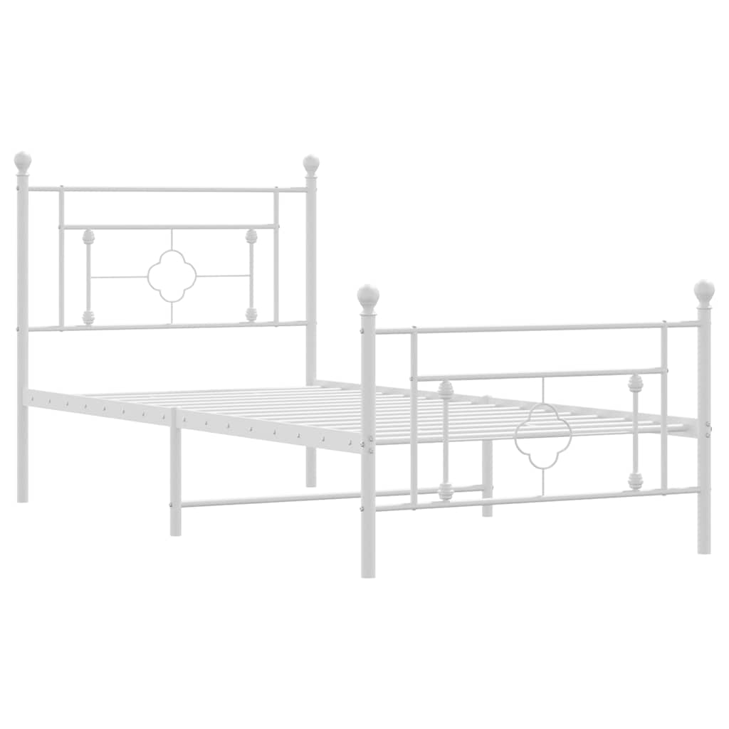 Bedframe met hoofd- en voeteneinde metaal wit 100x200 cm is nu te koop bij PeponiXL, paradijselijk wonen!