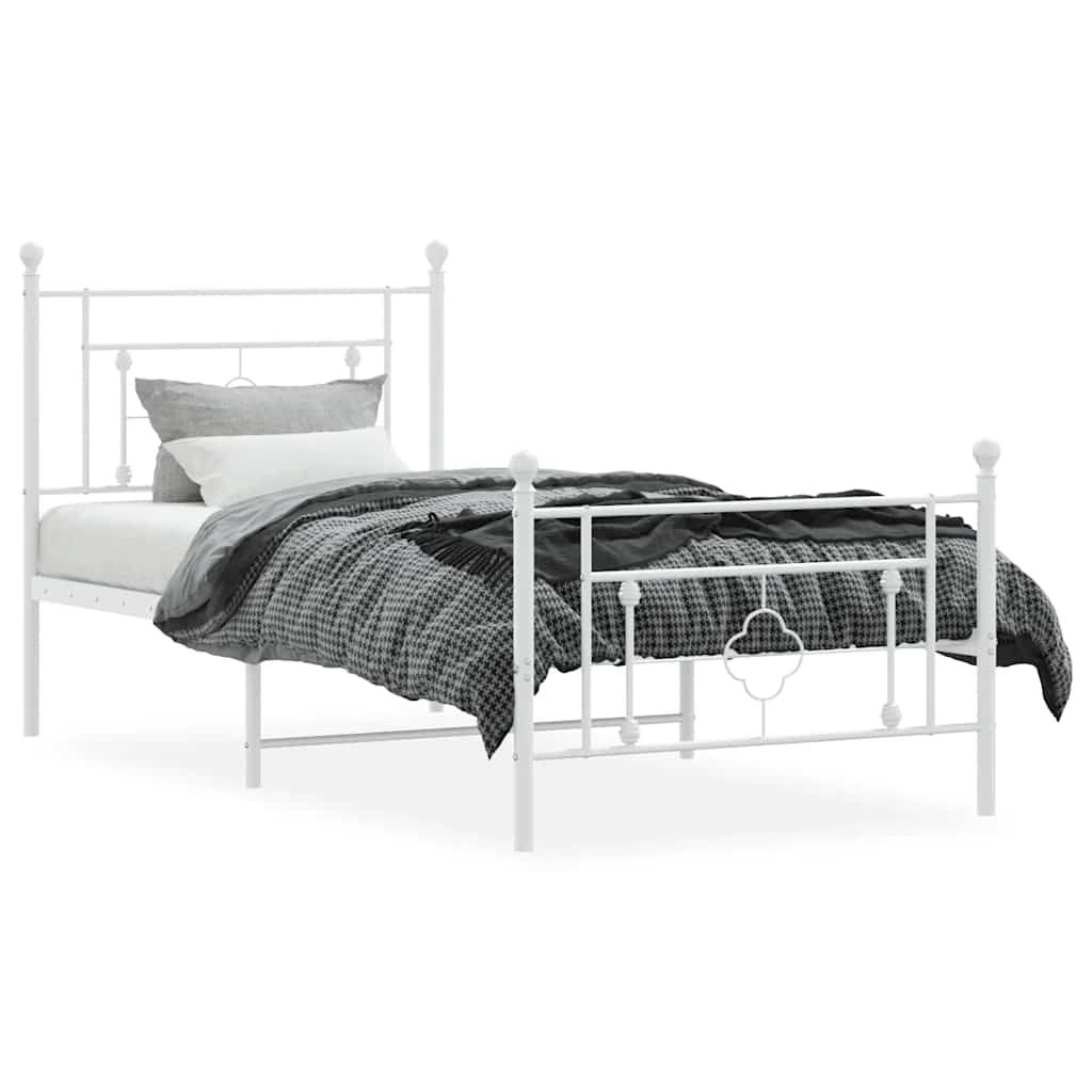Bedframe met hoofd- en voeteneinde metaal wit 100x200 cm is nu te koop bij PeponiXL, paradijselijk wonen!