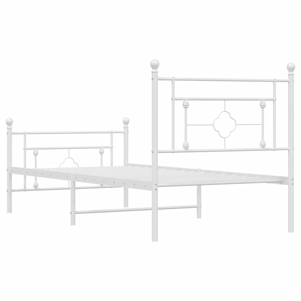 Bedframe met hoofd- en voeteneinde metaal wit 100x200 cm is nu te koop bij PeponiXL, paradijselijk wonen!