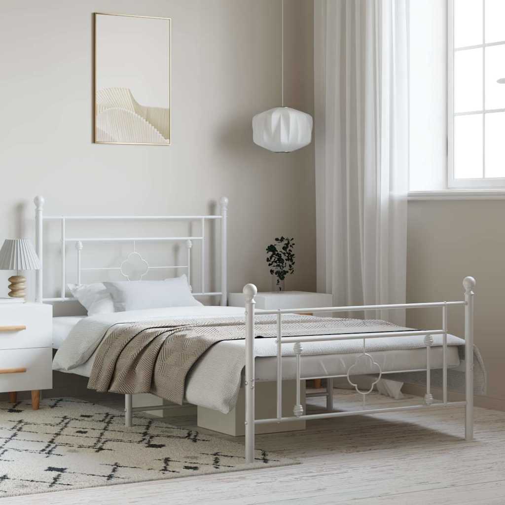 Bedframe met hoofd- en voeteneinde metaal wit 100x200 cm is nu te koop bij PeponiXL, paradijselijk wonen!