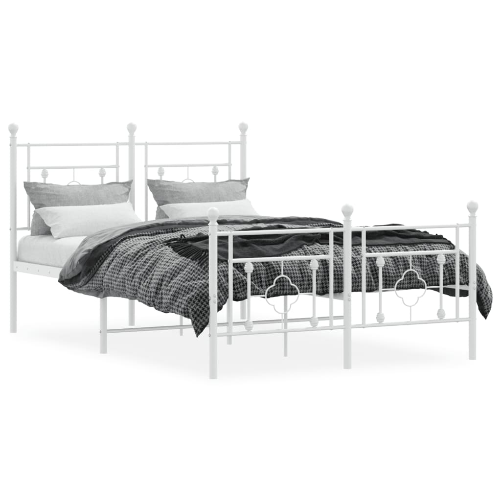 Bedframe met hoofd- en voeteneinde metaal wit 120x200 cm is nu te koop bij PeponiXL, paradijselijk wonen!